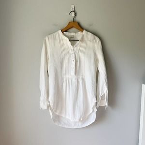 Poetry Women's Linen Off White Cream Tunic Blouse Size 6